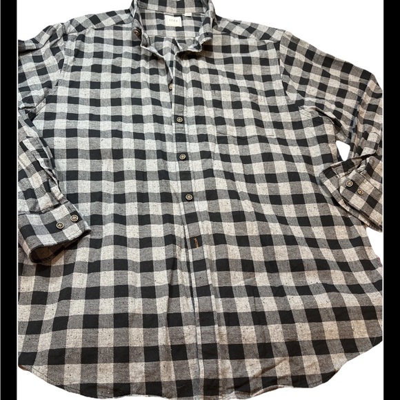 ROWM Black Gray buffalo plaid Checkered button Shirt Long Sleeve men 2XL Cotton - Picture 1 of 14
